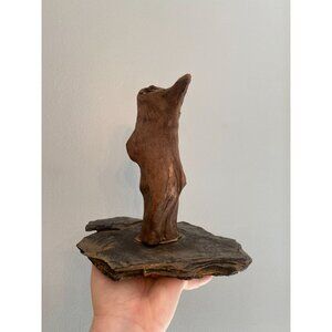 Driftwood Sculpture On Stone Base Handmade Natural Home Decor 10" Tall Unique Or